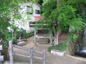 鳥居の後ろに立つ祠