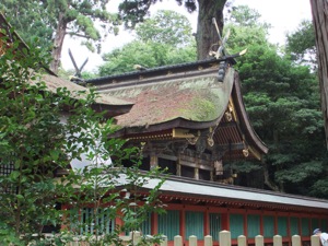 回路の上に神社の屋根が見える